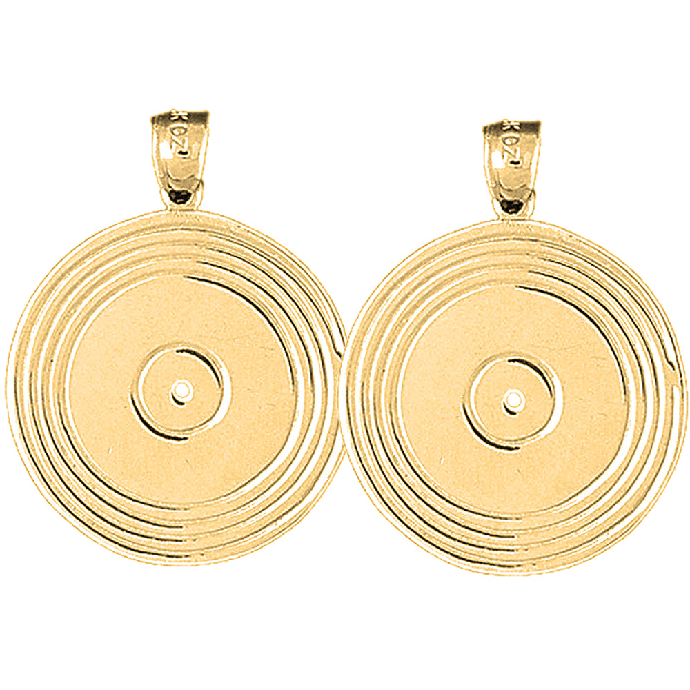 Yellow Gold-plated Silver 30mm Record Earrings
