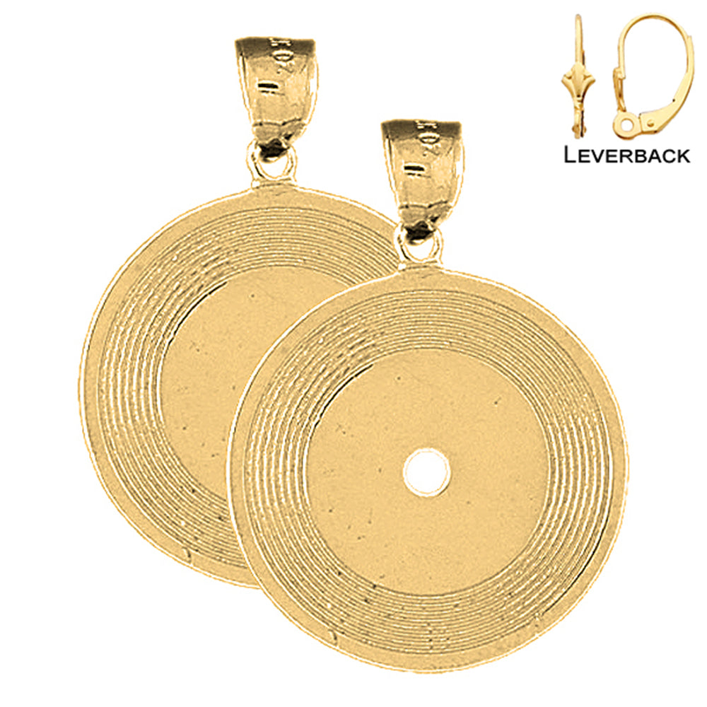 14K or 18K Gold Record Earrings