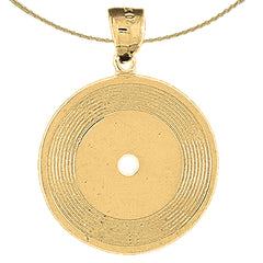 Sterling Silver Record Pendant (Rhodium or Yellow Gold-plated)