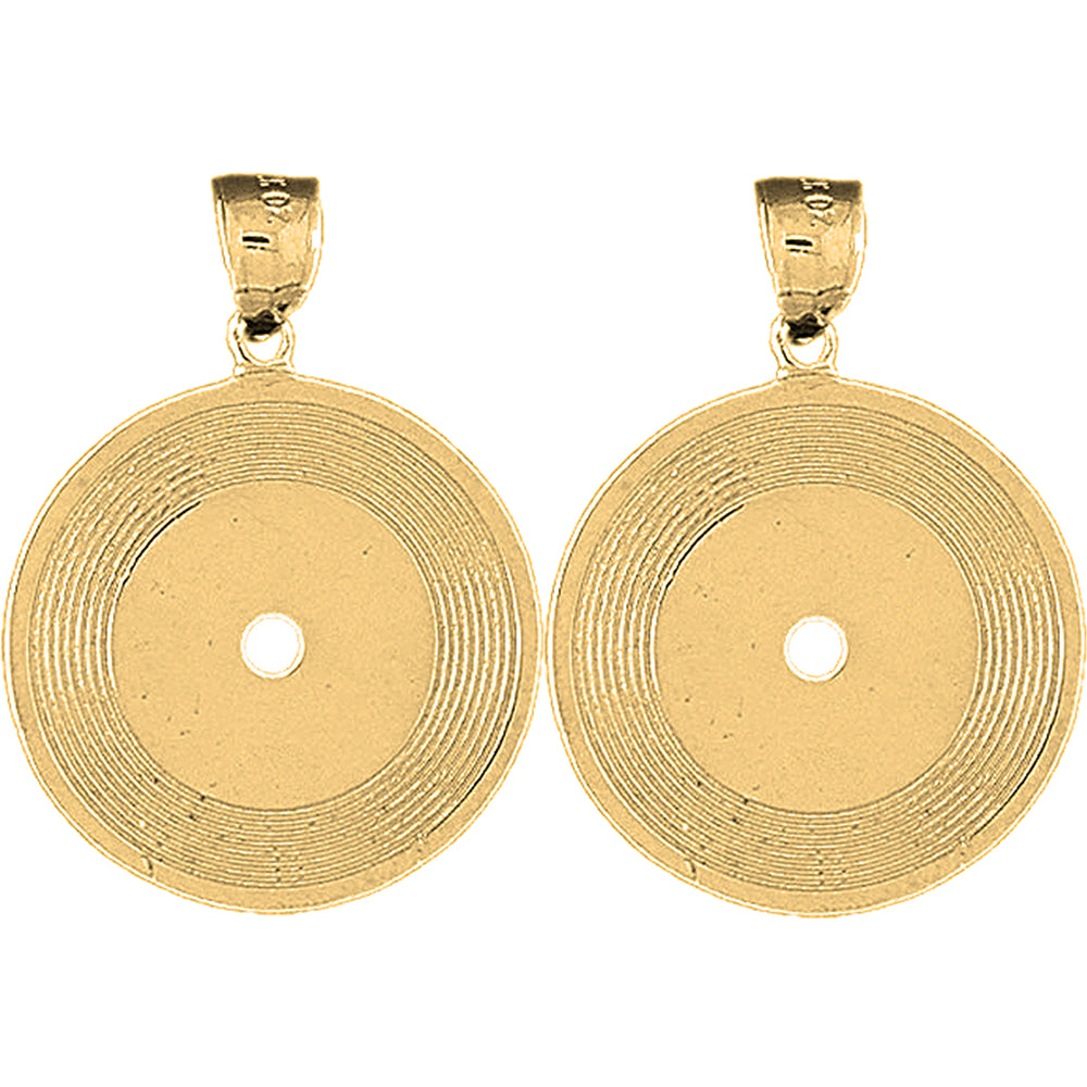 Yellow Gold-plated Silver 33mm Record Earrings