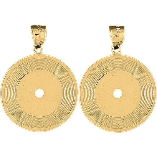 Yellow Gold-plated Silver 33mm Record Earrings