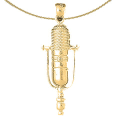 Sterling Silver Microphone Pendant (Rhodium or Yellow Gold-plated)
