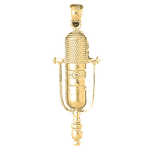 Yellow Gold-plated Silver Microphone Pendant