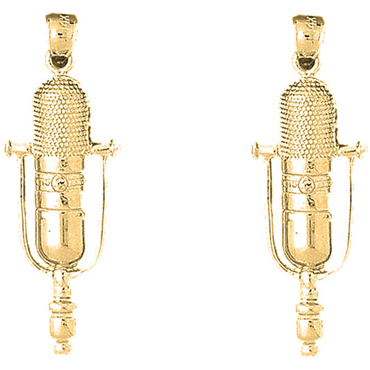Yellow Gold-plated Silver 39mm Microphone Earrings