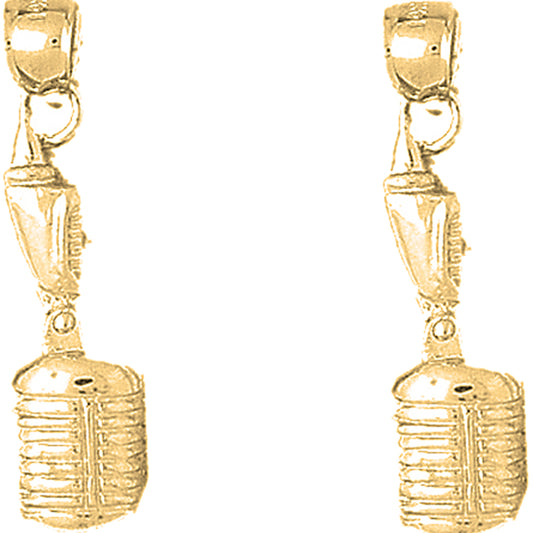 Yellow Gold-plated Silver 32mm Microphone Earrings