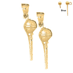 Sterling Silver 26mm 3D Microphone Earrings (White or Yellow Gold Plated)