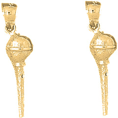 Yellow Gold-plated Silver 26mm 3D Microphone Earrings