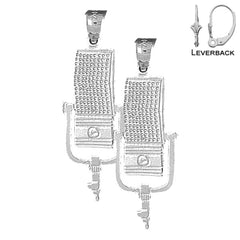Sterling Silver 36mm Microphone Earrings (White or Yellow Gold Plated)