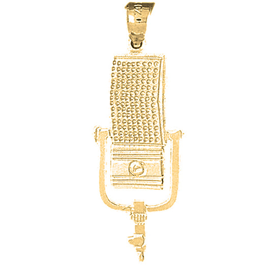 Yellow Gold-plated Silver Microphone Pendant