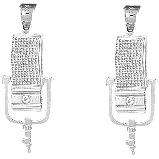 Sterling Silver 36mm Microphone Earrings