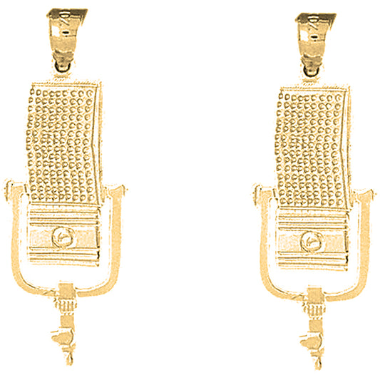 Yellow Gold-plated Silver 36mm Microphone Earrings