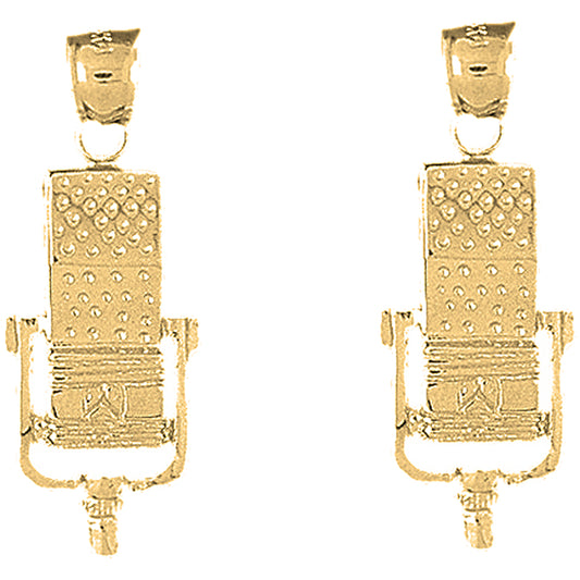 Yellow Gold-plated Silver 32mm Microphone Earrings