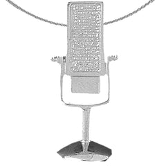 Mikrofon-Anhänger aus Sterlingsilber (rhodiniert oder gelbvergoldet)