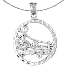 Sterling Silver Musical Notes Pendant (Rhodium or Yellow Gold-plated)