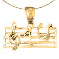 Anhänger mit Violinschlüssel aus Sterlingsilber (rhodiniert oder gelbvergoldet)