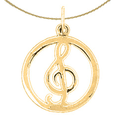 Sterling Silver Treble Clef Pendant (Rhodium or Yellow Gold-plated)
