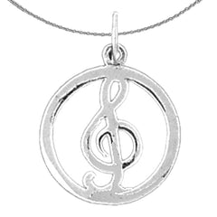 Sterling Silver Treble Clef Pendant (Rhodium or Yellow Gold-plated)