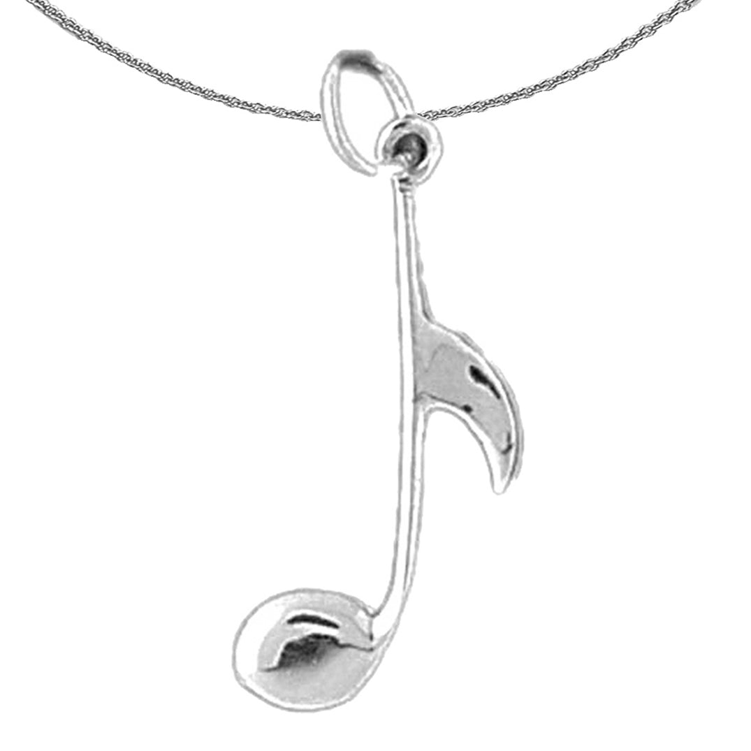 Sterling Silver Quarter Note Pendant (Rhodium or Yellow Gold-plated)