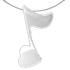 Sterling Silver Quarter Note Pendant (Rhodium or Yellow Gold-plated)