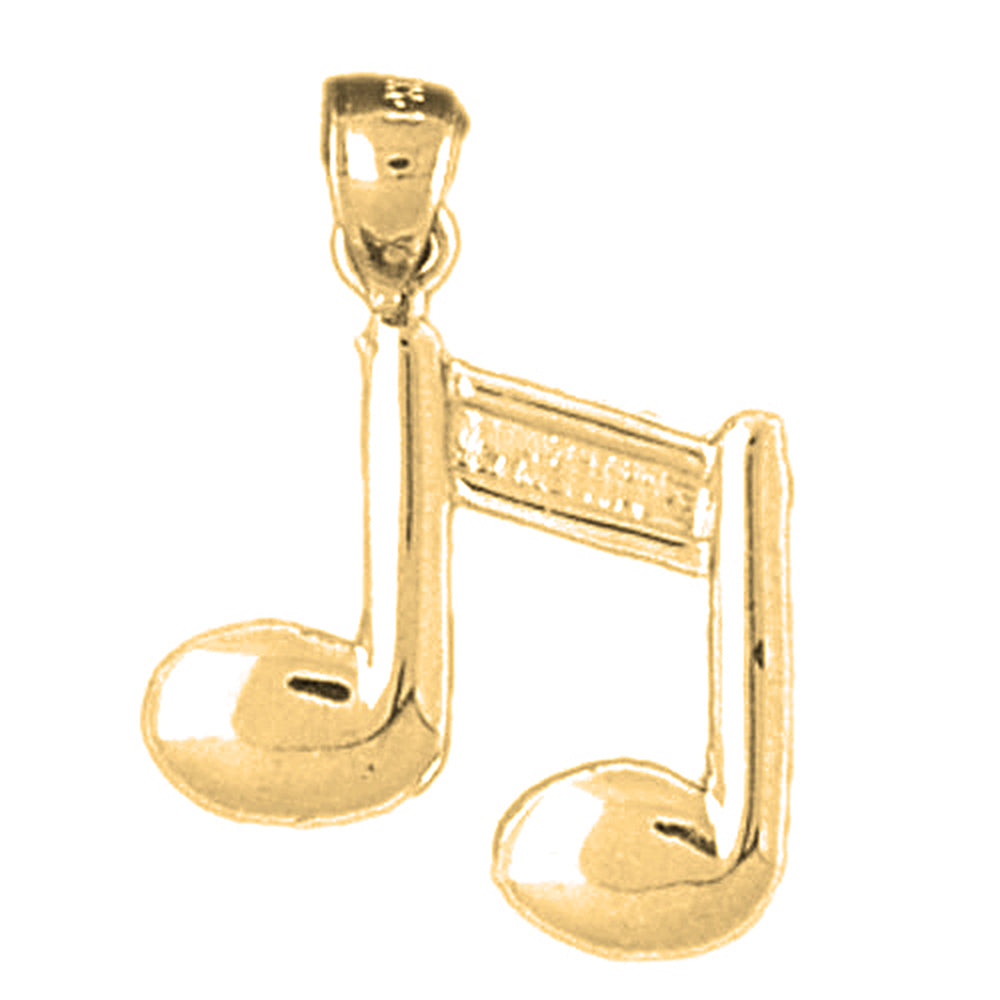 Yellow Gold-plated Silver Eighth Note Pendant