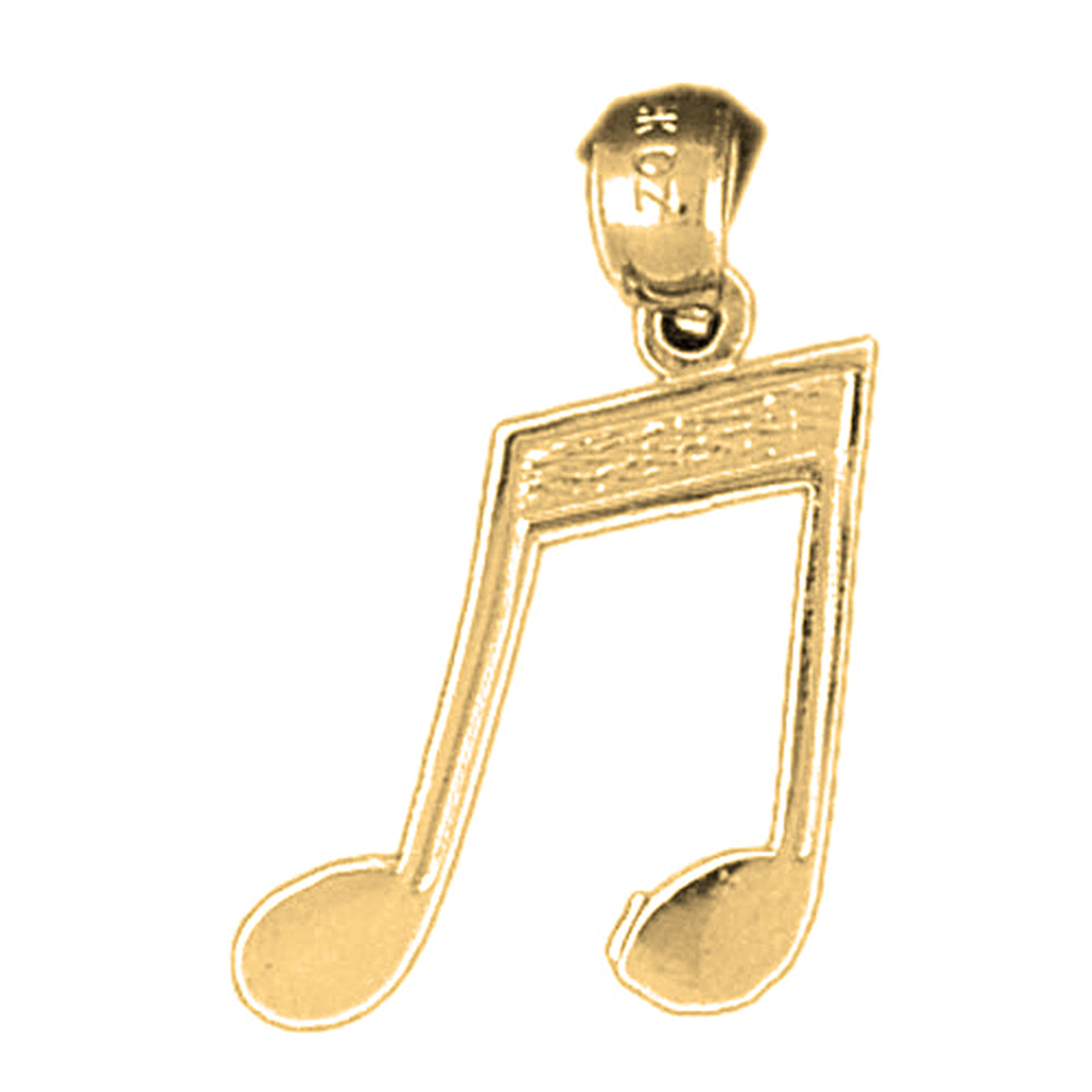 Yellow Gold-plated Silver Eighth Note Pendant