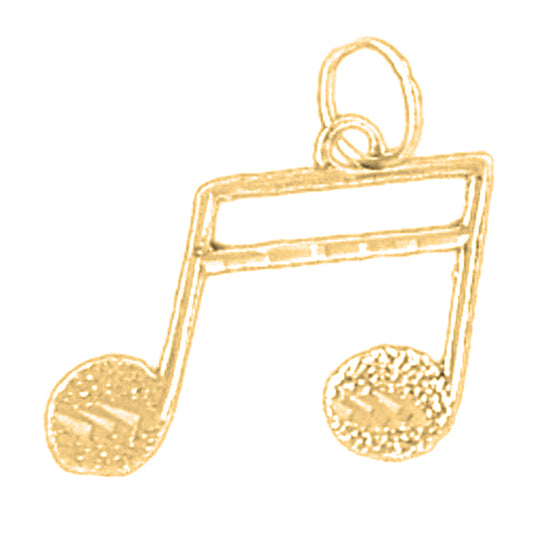 Yellow Gold-plated Silver Eighth Note Pendant