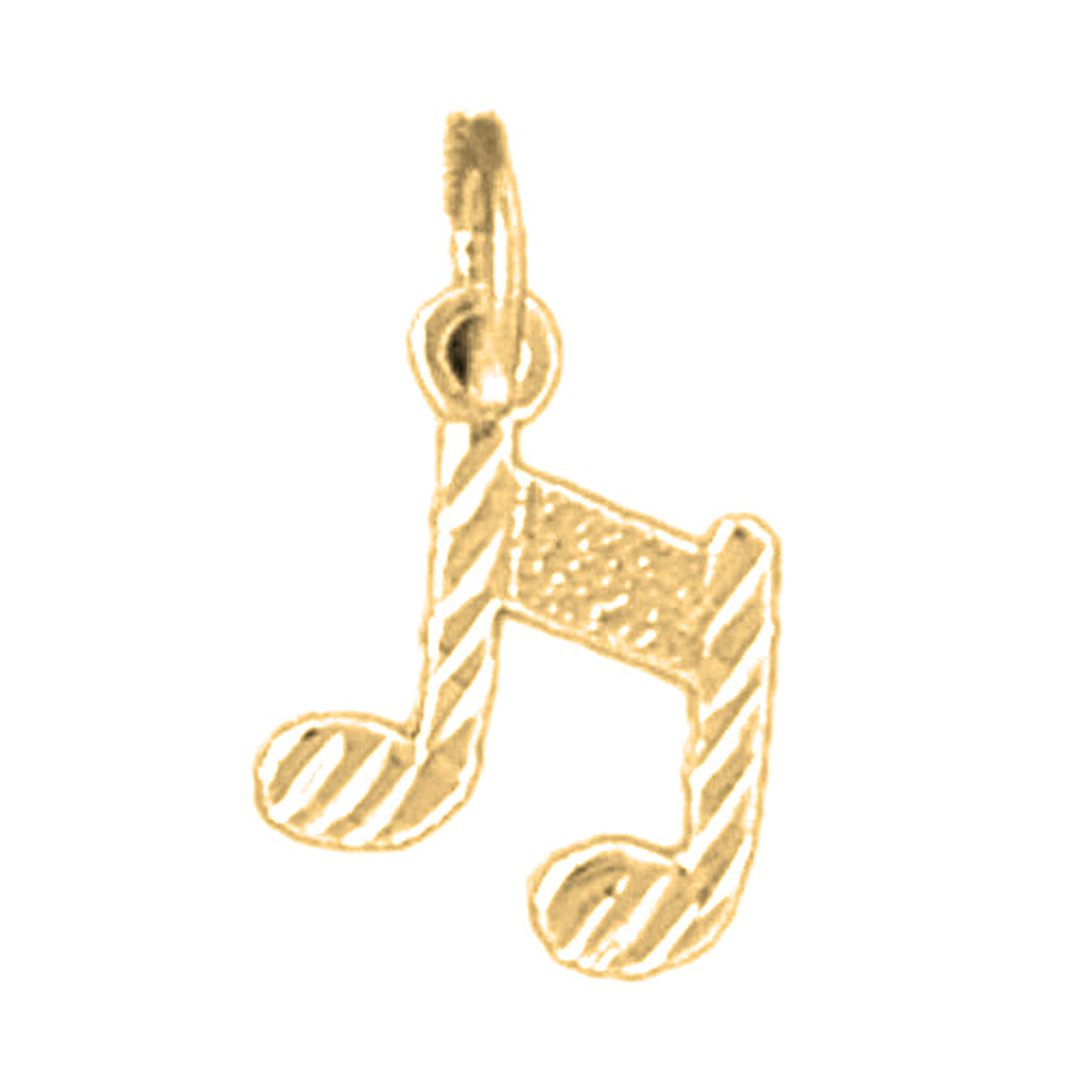 Yellow Gold-plated Silver Eighth Note Pendant