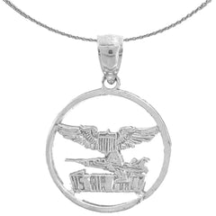 Colgante de plata de ley de las Fuerzas Aéreas de EE. UU. (chapado en rodio o oro amarillo)