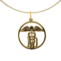 Sterling Silver Md, Caddeusus Pendant (Rhodium or Yellow Gold-plated)