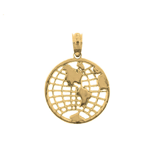 Yellow Gold-plated Silver World, Globe Pendant