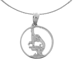 Sterling Silver Microscope Pendant (Rhodium or Yellow Gold-plated)