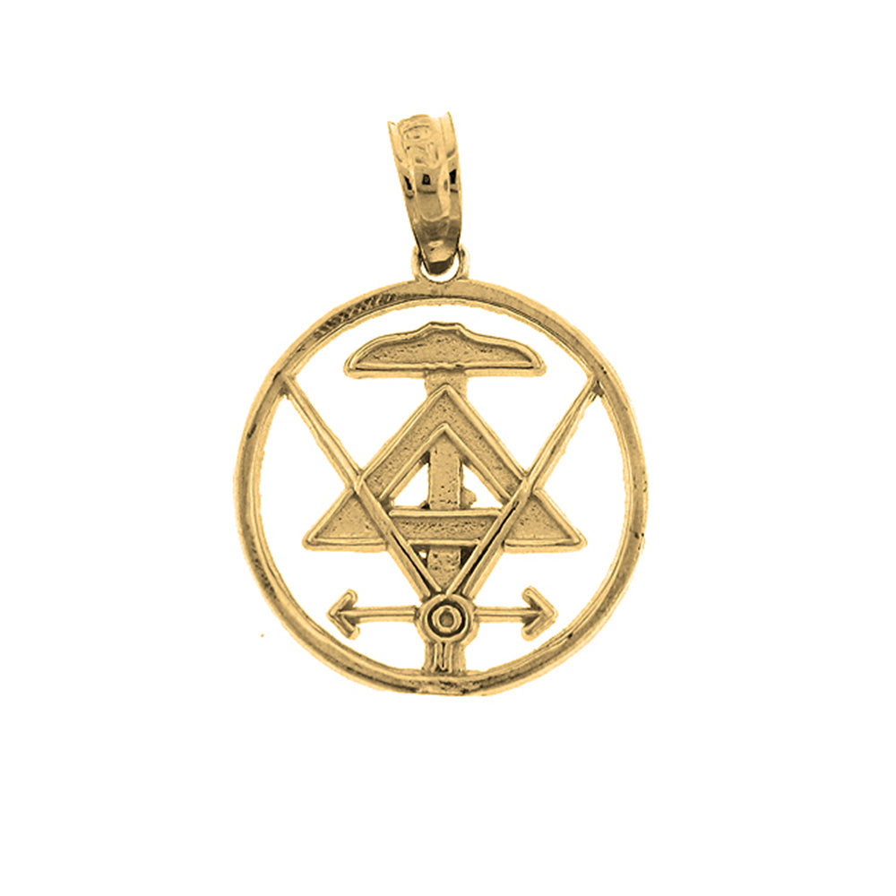 Yellow Gold-plated Silver Architecture Tools Pendant