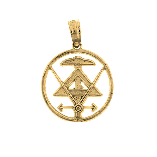 Yellow Gold-plated Silver Architecture Tools Pendant