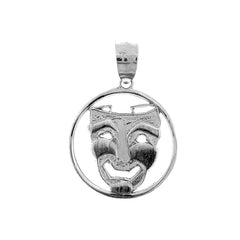 Sterling Silver Drama Mask, Laugh Now Pendant