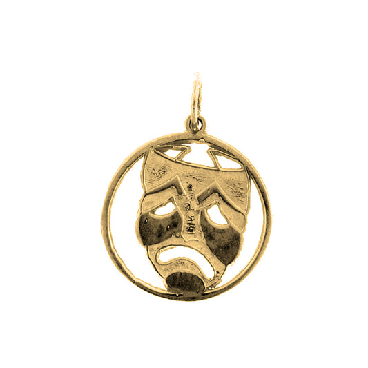Yellow Gold-plated Silver Drama Mask, Cry Later Pendant