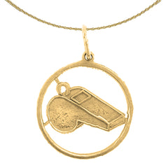 Sterling Silver Whistle Pendant (Rhodium or Yellow Gold-plated)
