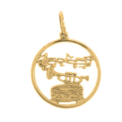 Yellow Gold-plated Silver Musical Notes Pendant