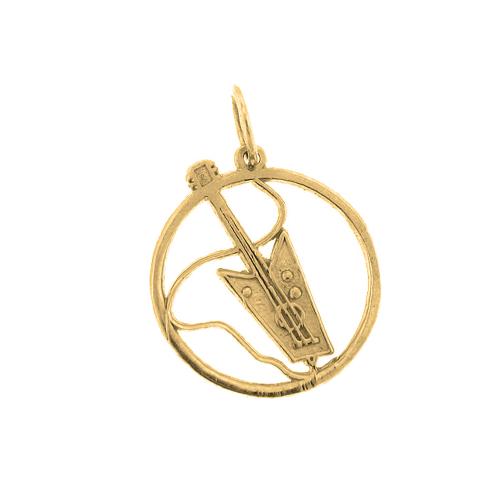 Yellow Gold-plated Silver Electric Guitar Pendant