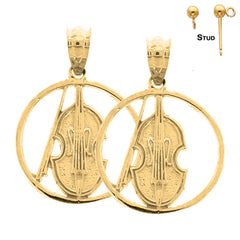 Sterling Silver 20mm Viola, Violin Earrings (White or Yellow Gold Plated)