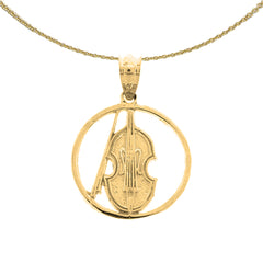 Sterling Silver Viola, Violin Pendant (Rhodium or Yellow Gold-plated)