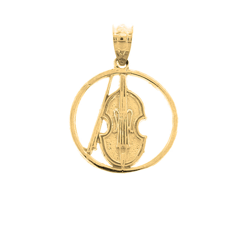 Yellow Gold-plated Silver Viola, Violin Pendant