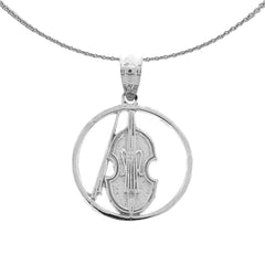 Sterling Silver Viola, Violin Pendant (Rhodium or Yellow Gold-plated)