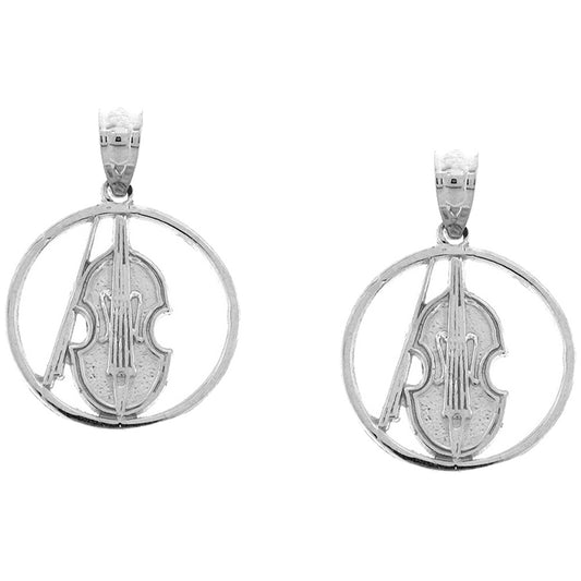 Sterling Silver 20mm Viola, Violin Earrings