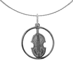 Sterling Silver Viola, Violin Pendant (Rhodium or Yellow Gold-plated)