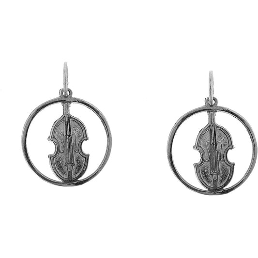 Sterling Silver 20mm Viola, Violin Earrings