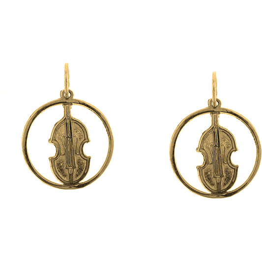 Yellow Gold-plated Silver 20mm Viola, Violin Earrings
