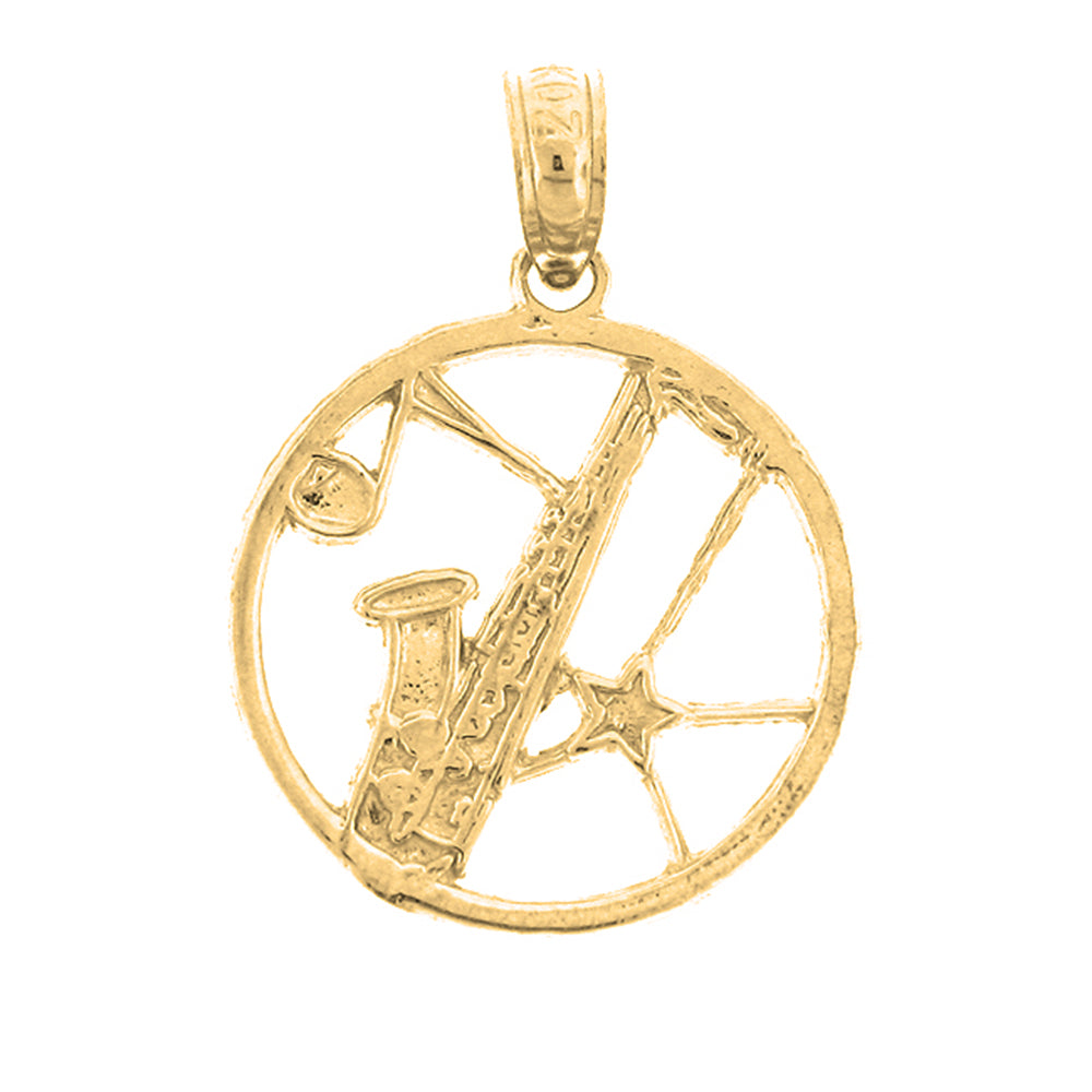 Yellow Gold-plated Silver Saxaphone Pendant