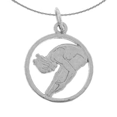 Sterling Silver Gymnist Pendant (Rhodium or Yellow Gold-plated)