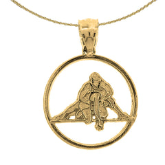 Sterling Silver Wrestler Pendant (Rhodium or Yellow Gold-plated)