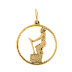 Yellow Gold-plated Silver Excersize Bike Pendant